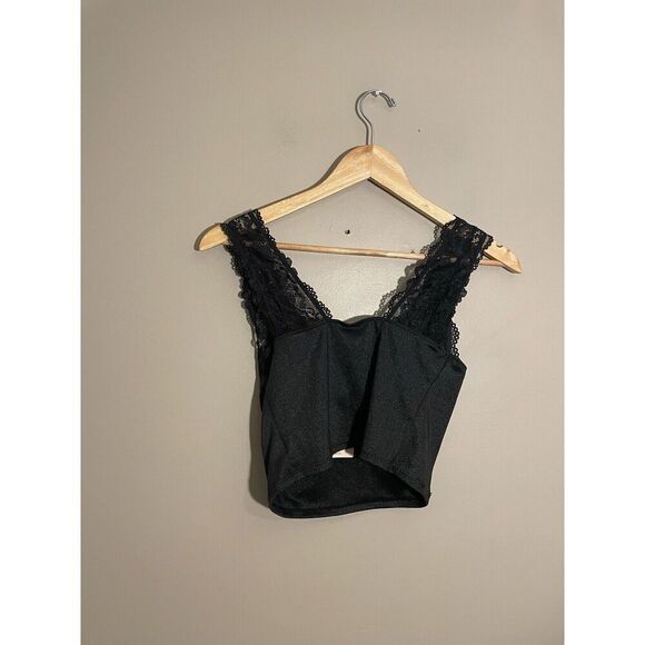 SHEIN BAE High Stretch Knitted Lace Spliced Women's Camisole Top Size XL Black - Picture 4 of 9